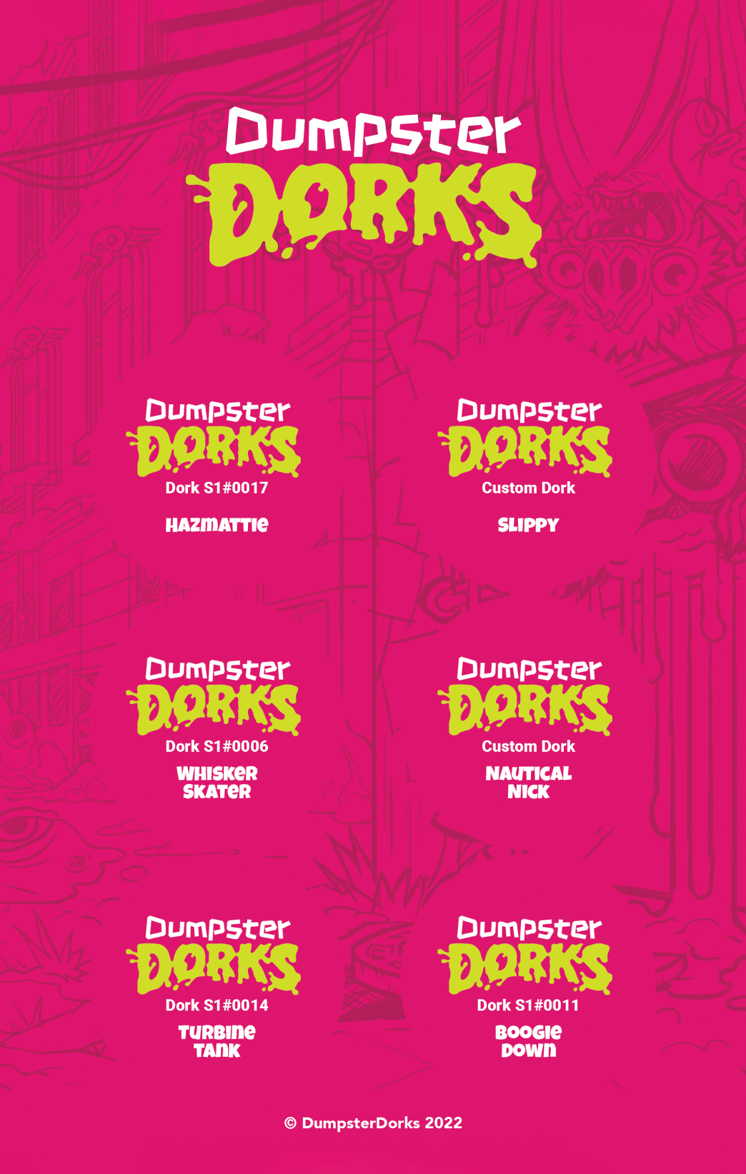 DumpsterDorks Collectible Caps (pogs)